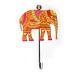 Handpainted Elephant Design Iron Wall Hook with Traditional Indian Art